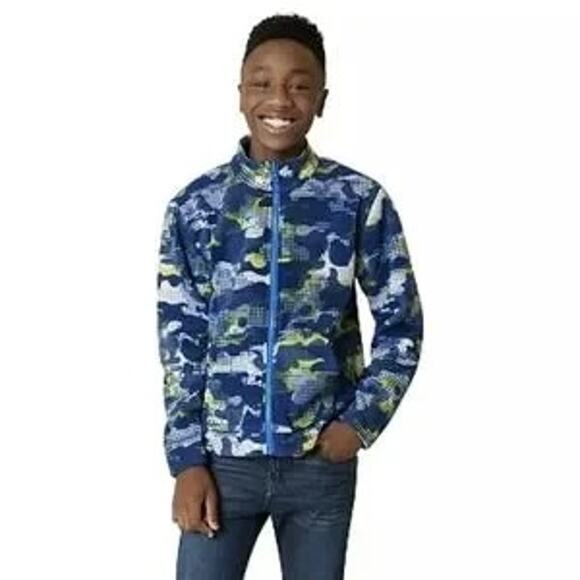 Eddie Bauer Boys Blue Multicolor Polarfleece Zip Sweatshirt size 5/6 - Picture 1 of 7